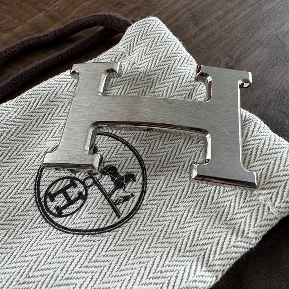 NWT Reversible Hermes Belt Black/Brown Silver H Buckle main image 6